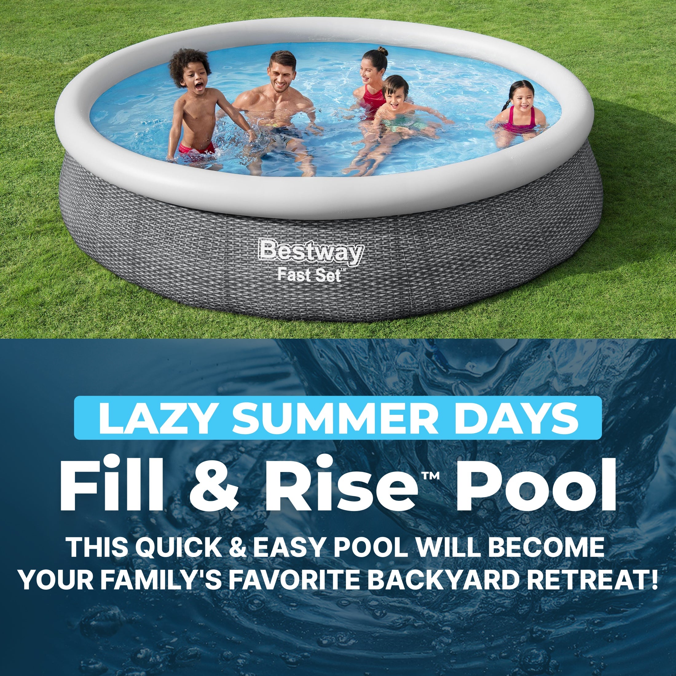 Bestway Fast Set 12' x 30” Inflatable Round Soft Sided Above Ground Pool Set