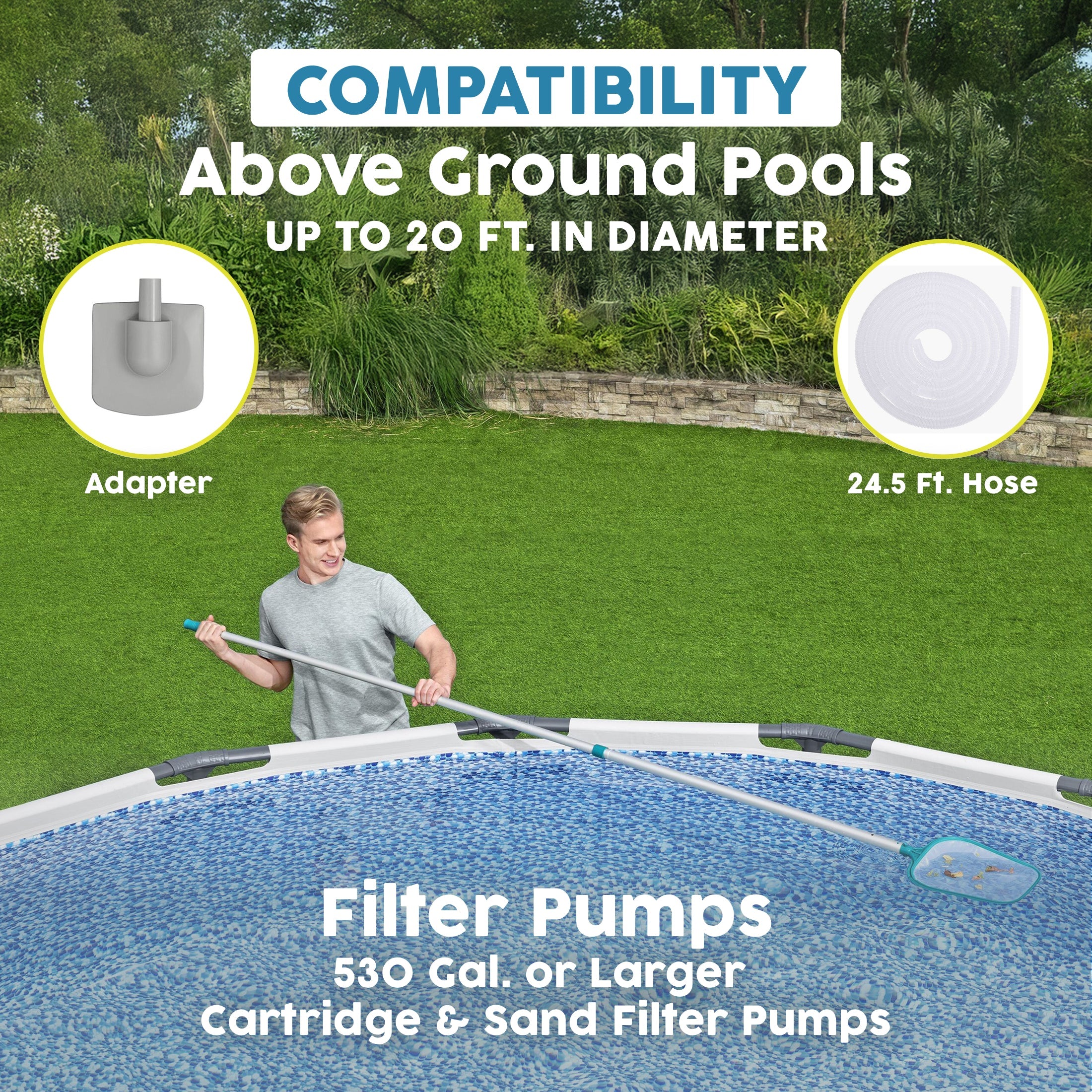 Bestway AquaClean Pool Maintenance Kit with Vacuum and Skimmer