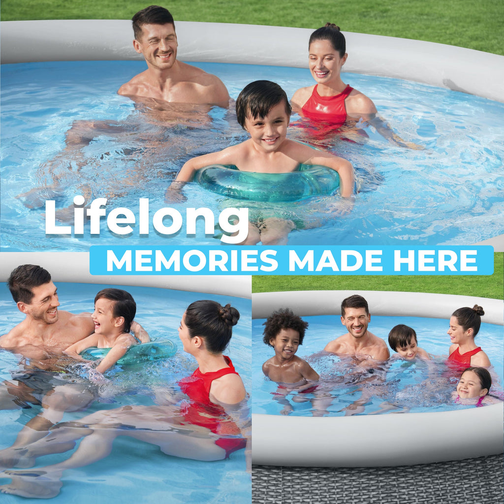 Bestway Fast Set 12' x 30” Inflatable Round Soft Sided Above Ground Pool Set