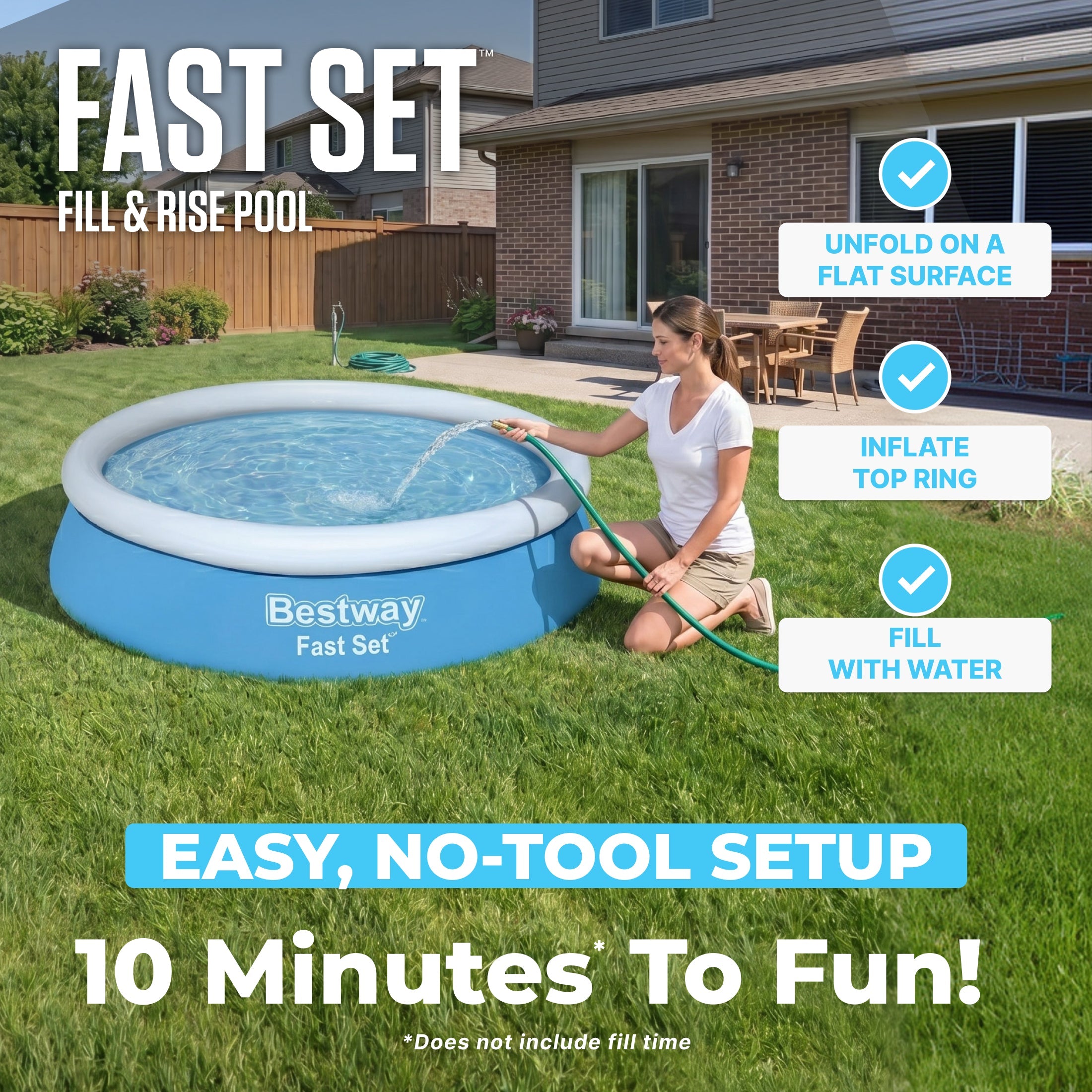 Bestway Fast Set 6' x 20” Round Inflatable Pool