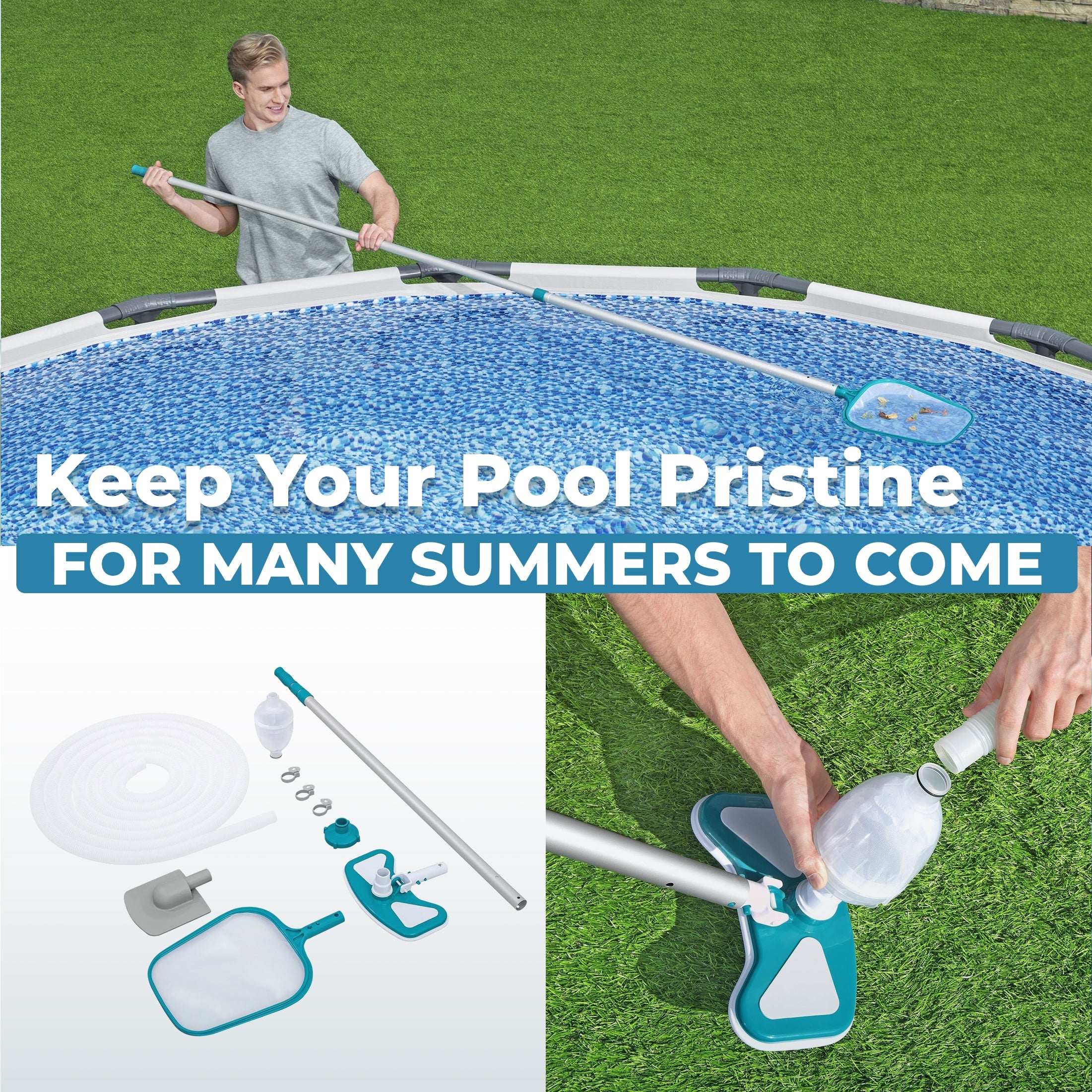 Bestway AquaClean Pool Maintenance Kit with Vacuum and Skimmer