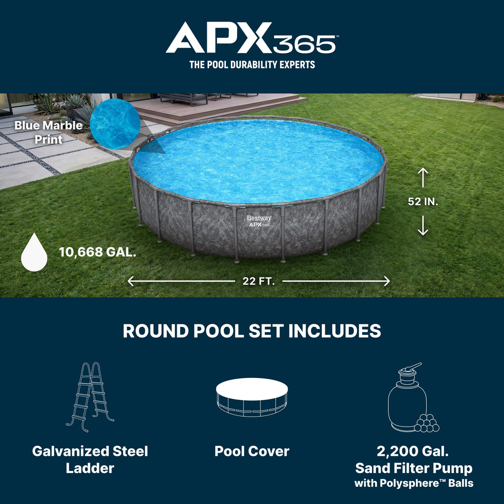 Bestway APX 365 22' x 52" Round Above Ground Pool Set