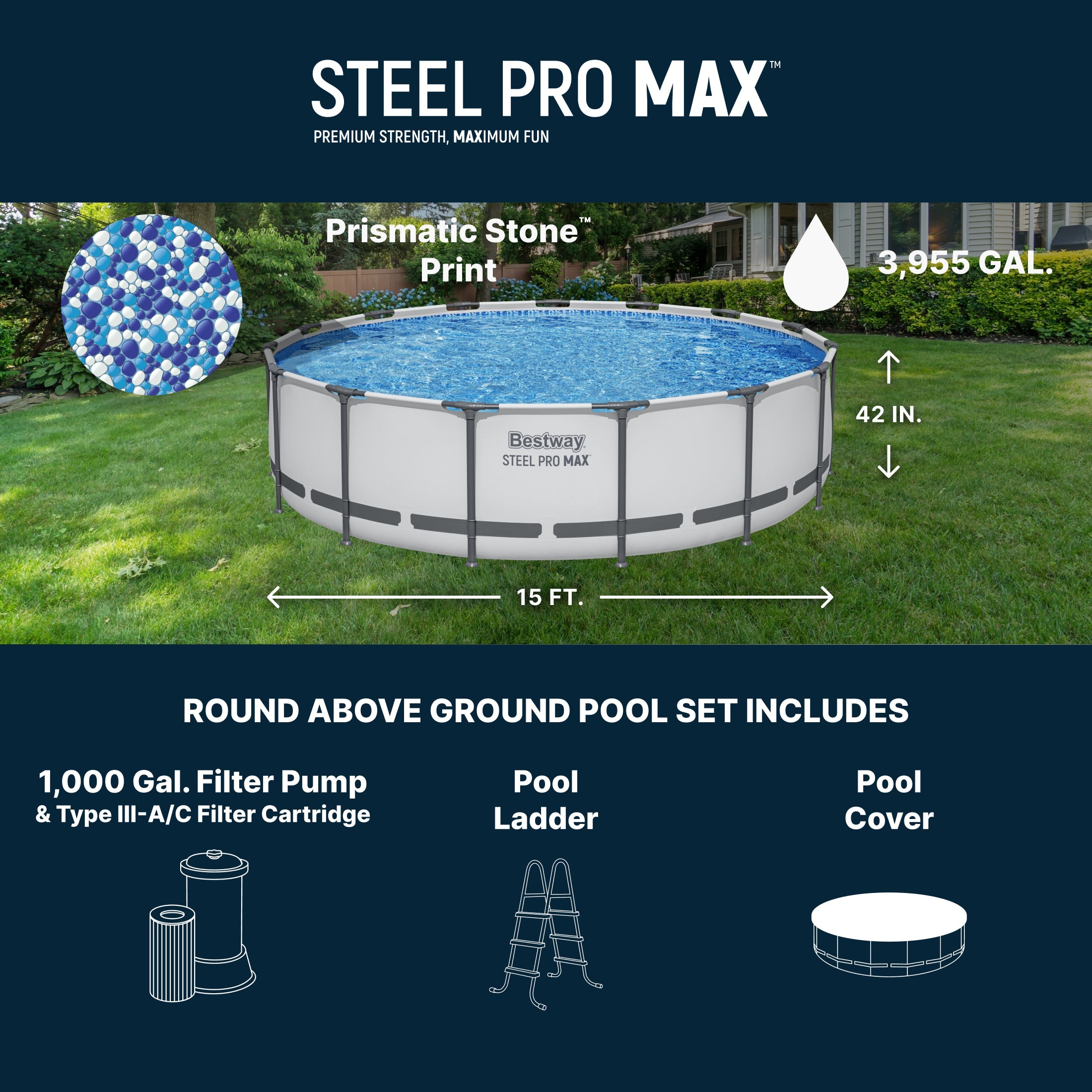 Bestway Steel Pro MAX Above Ground Pool Set 15' x 42"