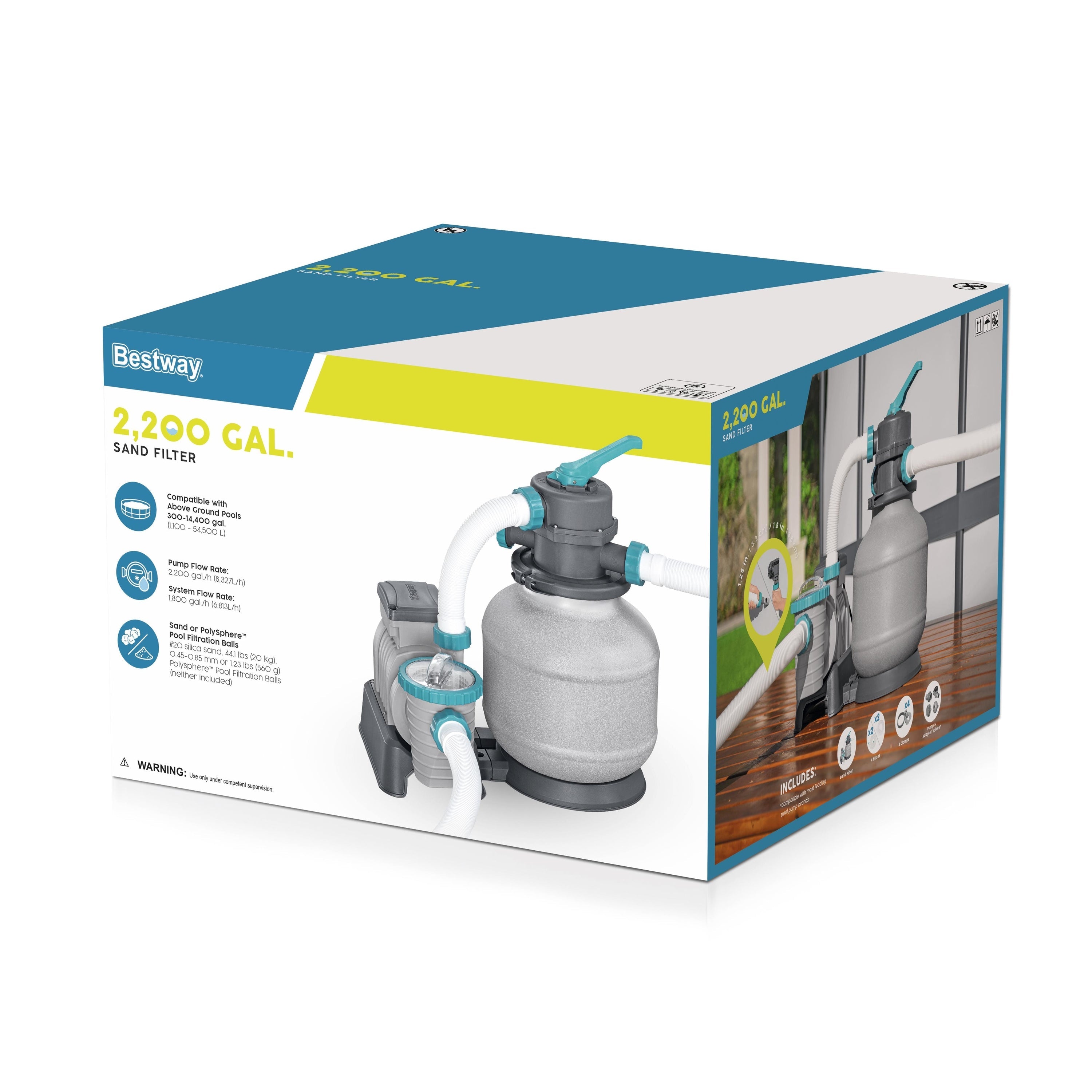 Bestway 2,200 gal. Above Ground Pool Sand Filter Pump
